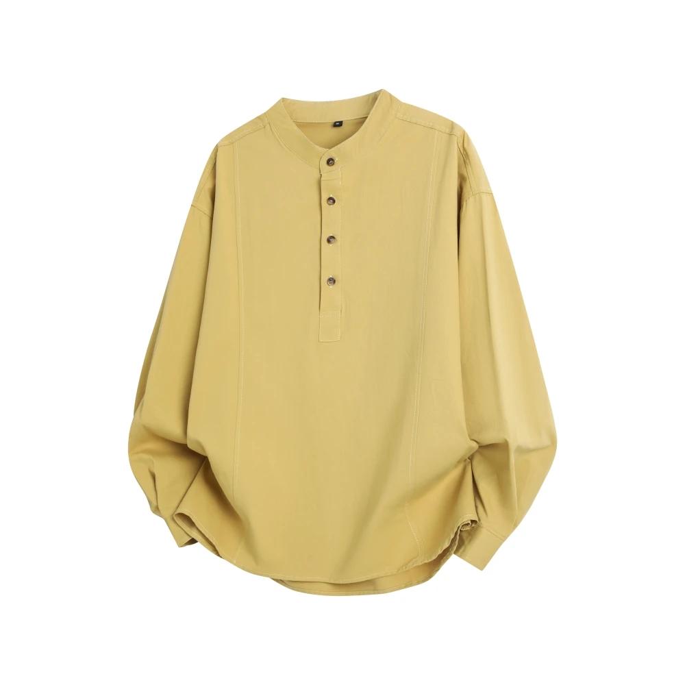 2026 Chinese Style Spring Men Fashion Shirt Men Casual Stand Collar Top Men Retro Cotton Shirts Male Korean Pullover Shirts