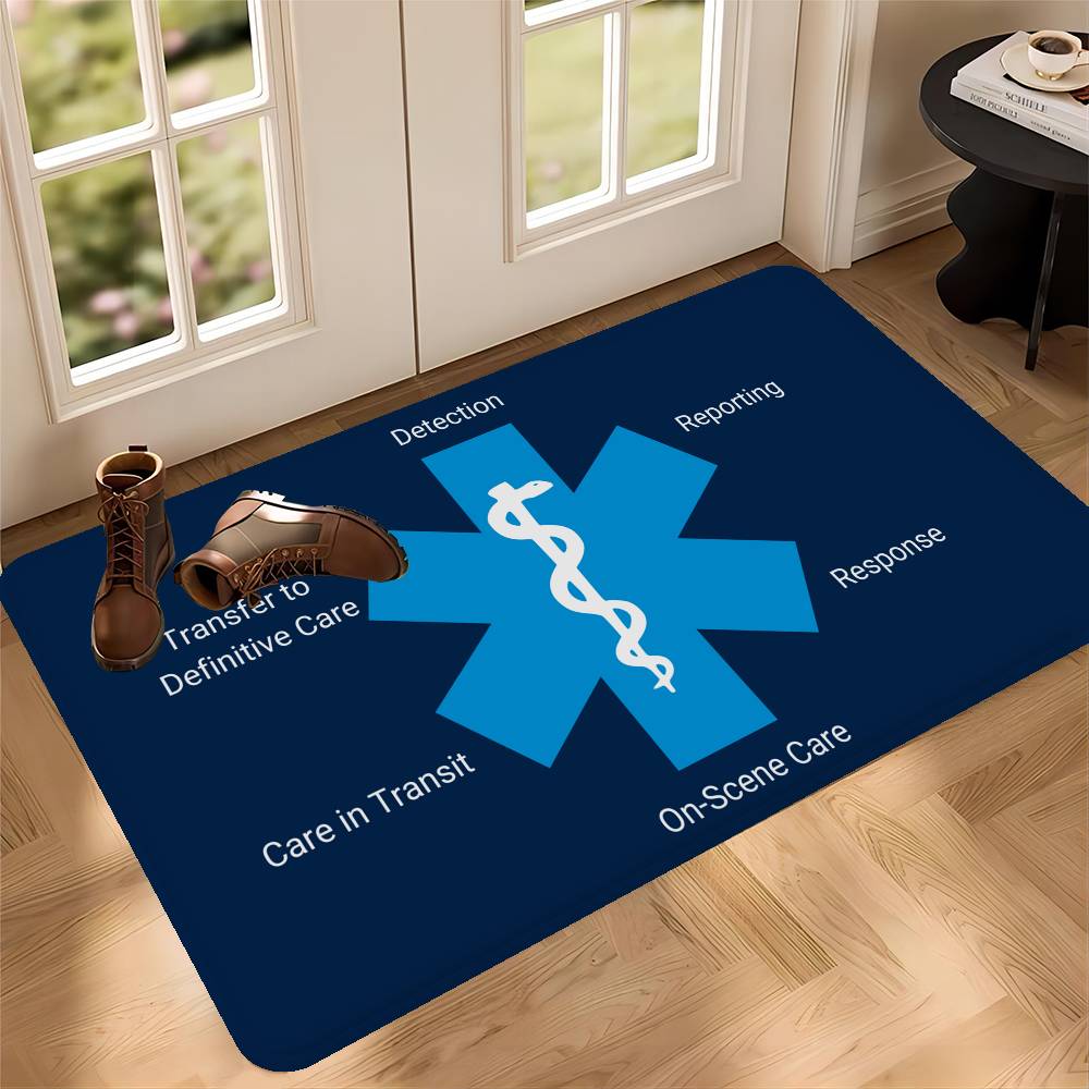 Ems Star Of Life Anime Bathroom Mat Anti-slip Absorb Water Long Strip Cushion Bedroon Mat Welcome Doormat