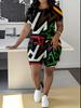 Butterfly European and American Women's Clothing Coconut Tree Printing T-Shirt Shorts Set Sports Suit