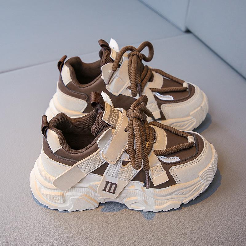 Girls shoes sports shoes leather surface children's dad shoes 2025 spring and autumn new soft-soled breathable casual shoes medium and old children