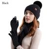 3Pcs/Set Warm Knitted Hat Touchscreen Scarf Cap Winter Scarf Gloves Set  Men Women