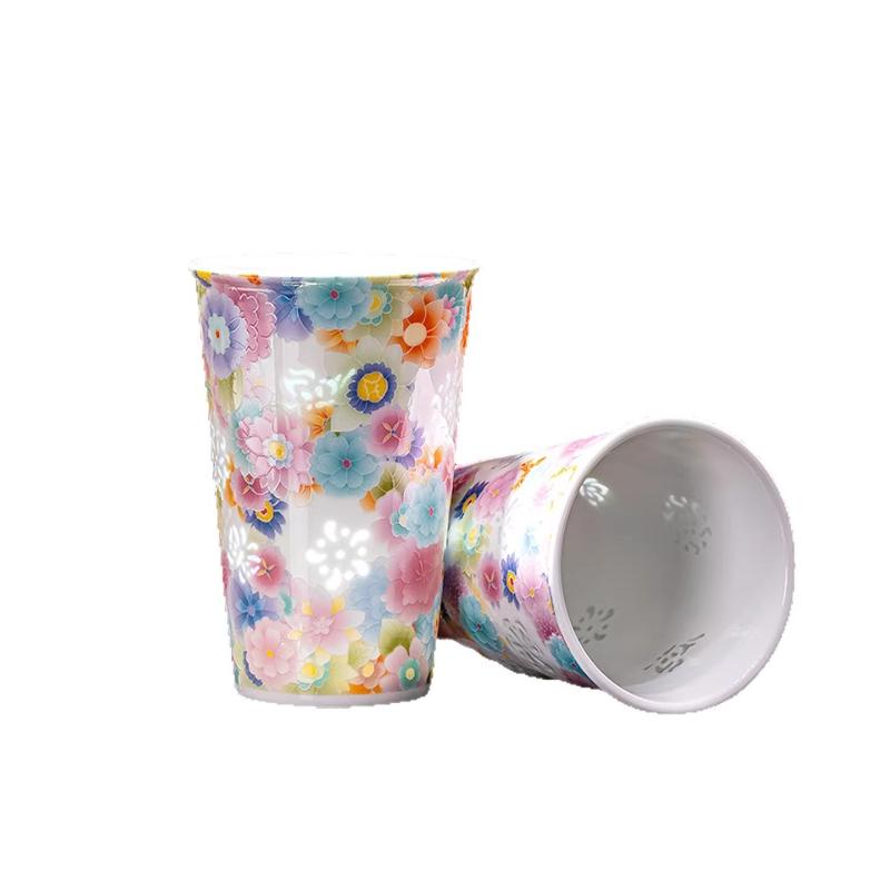 Creative Relief Floral Exquisite Ceramic Tea Cup Summer Cold Drinks Cola Cups Office Mug Household Drinkware