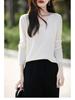 Autumn 2024 Women's Knitted V-Neck Sweater - Long-Sleeved Velvet Prismatic Korean Style