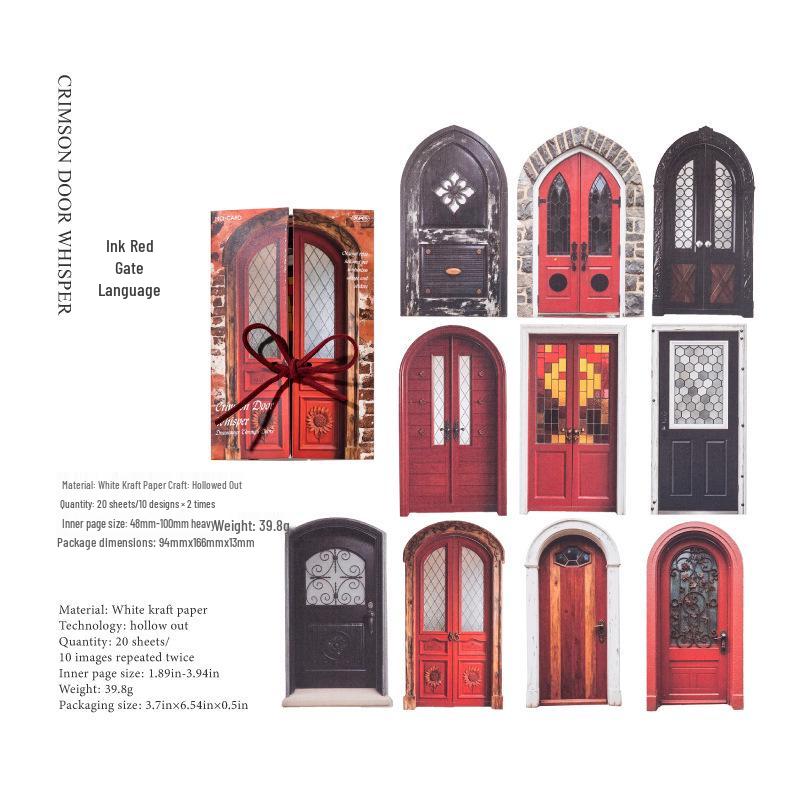 Mo Mo Retro European Style Wooden Door Collage Stickers - Dreamy DIY Scenery for Journals and Decor