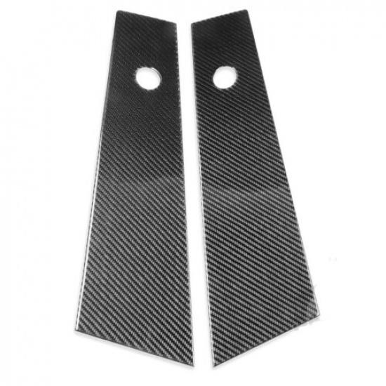 2Pcs Carbon Fiber Exterior Car Window B-Pillar Cover Trim For Tesla Model Y