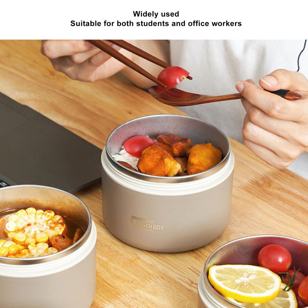 Isolierter Lunchbehälter 304 Edelstahl Versiegelt Multifunktional Tragbar Rund Thermische Bento-Box mit Thermotasche Tiefkaffee Farbe 4 Stück