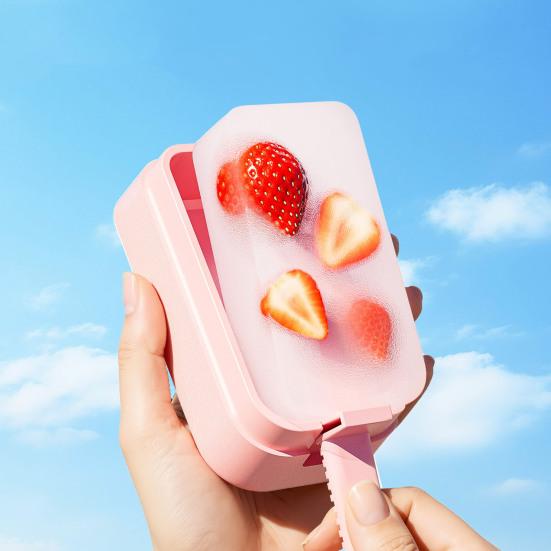 Silicone Ice Pop Mold with Stick, Food Grade Reusable Ice Cream Maker with Lid, DIY Summer Freezer Ice Lolly Mold for Kitchen