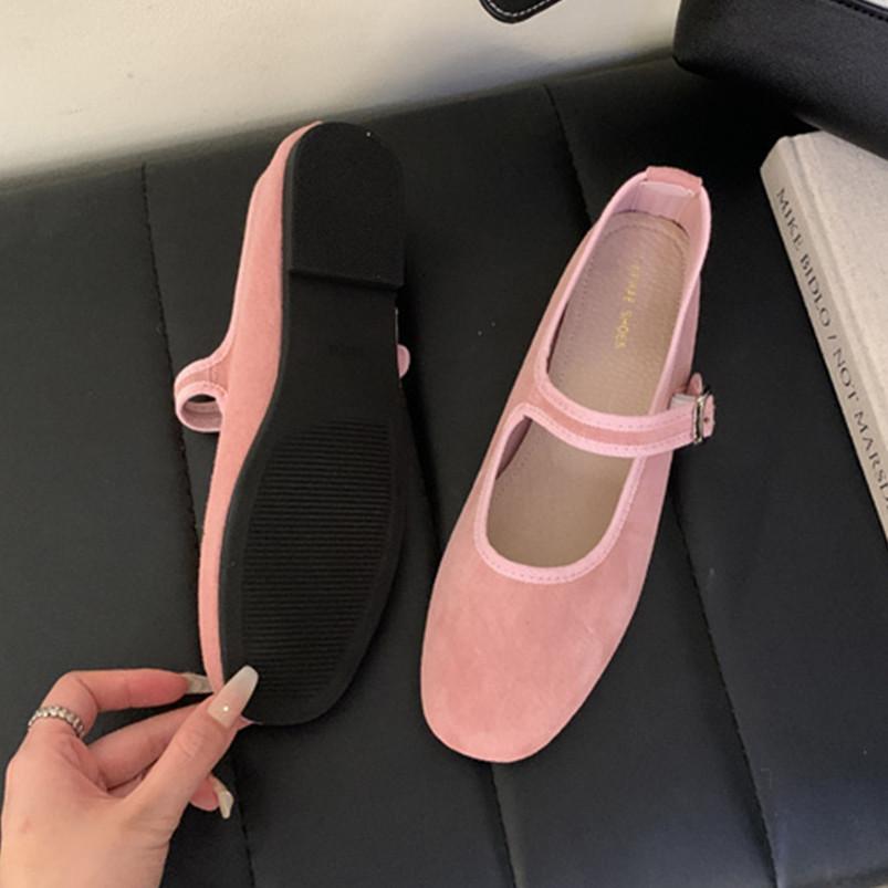 Fashion IPPEUM Velvet Ballet Flats For Women Red Round Toe Buckle 2025 New Ballerinas Zapatos Mujer