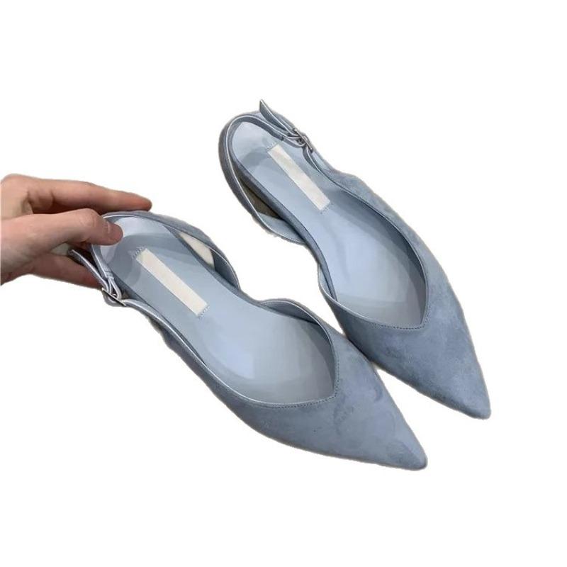 Fashion 2025 New Elegant Velvet Surface Pointed Toe Hollow Out Wedge Heel Ladies Shoe Sweet Fairy Style French Atmosphere Summer Sandals