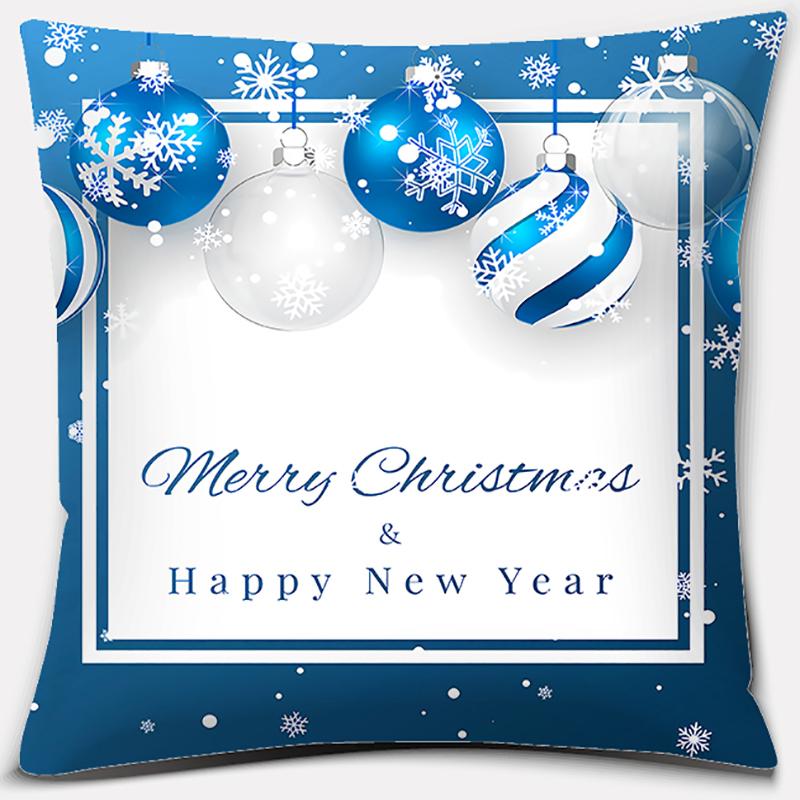 Blauer Weihnachtsstrauß Druckserie Muster Kissenbezug Quadratischer Kissenbezug Home Office Dekoration Kissenbezug