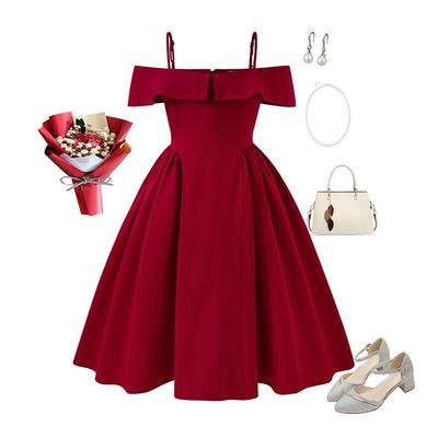 European American One-Shoulder Girls' Dress - Spring/Summer Fashion, Elegant Long Bandeau