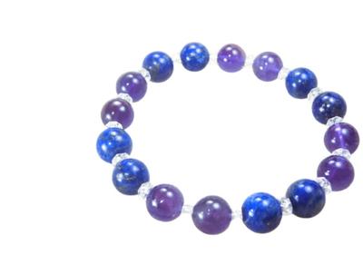 Kanoishi Daily Talisman for Lapis and Quartz Natural Stone Bracelet for 10mm Containing Approximately 17cm Size for [Your Happiness] Lazuli, Amethyst,