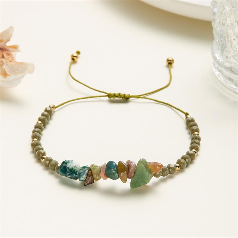 Natural Stone Gravel Chip Beads Bracelet Irregular Pink Crystal Amethysts Quartzs Bracelets Adjustable Wristbands For Women Men