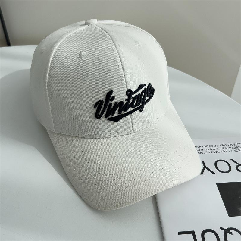 Baseball Hat for Women's Trendy and Versatile Wide Brim Showing Face Small Sun Protection Baseball Cap Korean Version Letter Embroidery