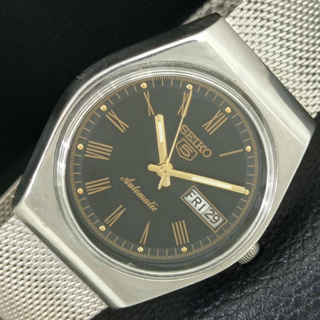 ВИНТАЖНЫЕ АВТОМАТИЧЕСКИЕ ЧАСЫ SEIKO 5 6319A ЯПОНИЯ МУЖСКИЕ ЧЕРНЫЙ ЦВЕТ ЦИФЕРБЛАТ a708324-1