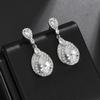 Elegante lange Tropfen-Zirkonia-Hängeohrringe für Abendgarderobe und Bräute
