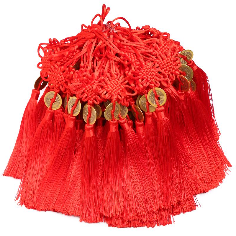 Small Chinese Knot Pendant DIY Tassel - Festive Red 6/8 Plate Hanging Ornament