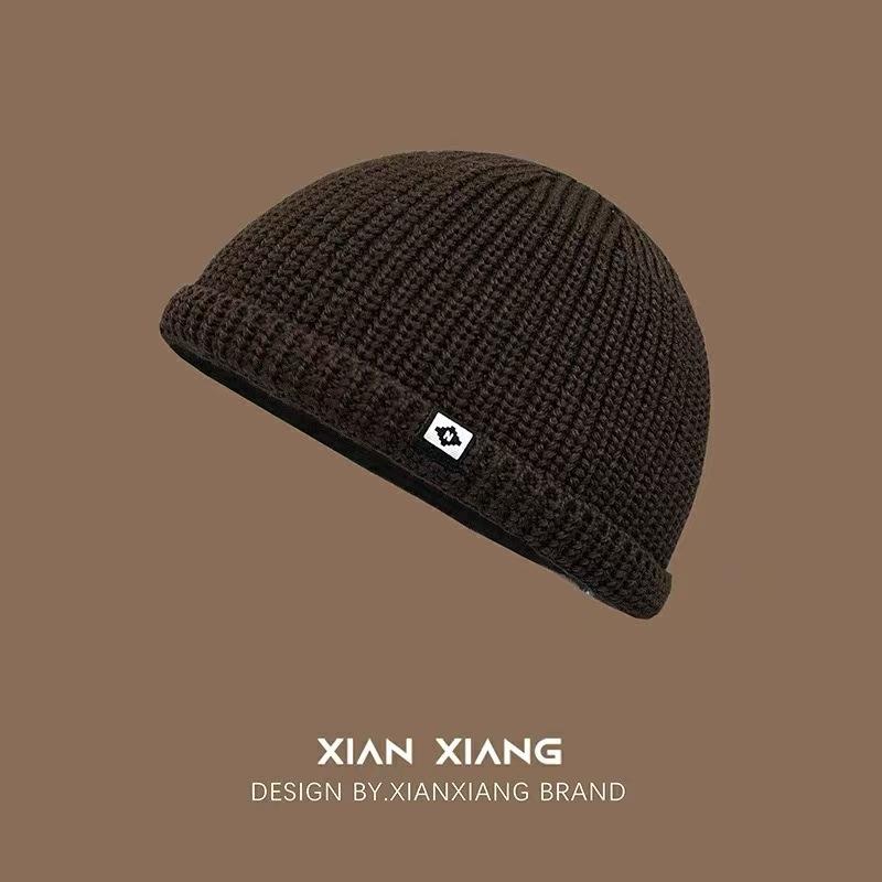 Cold hat men's autumn and winter tide warm knitted hat versatile velvet ear protector wool hat women's bag head hat