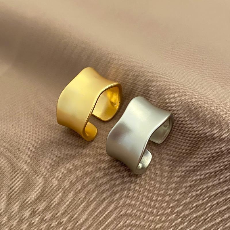 925 Silver Rings For Women Simple Elegant Open Vintage Gold Wide Flat Ring Hypoallergenic Jewelry Gift