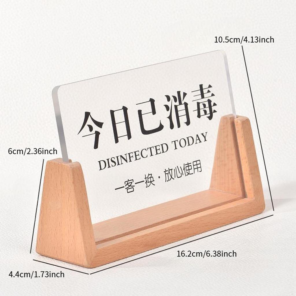 Sanitized Table Sign Today Sign for Eyelash Studio Hotel Banquet Wood Base Acrylic Panel Signage Reusable Portable