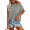 Floral Print T Shirt For Women With Spliced Design And Cotton Blend Fabric For Casual Wear