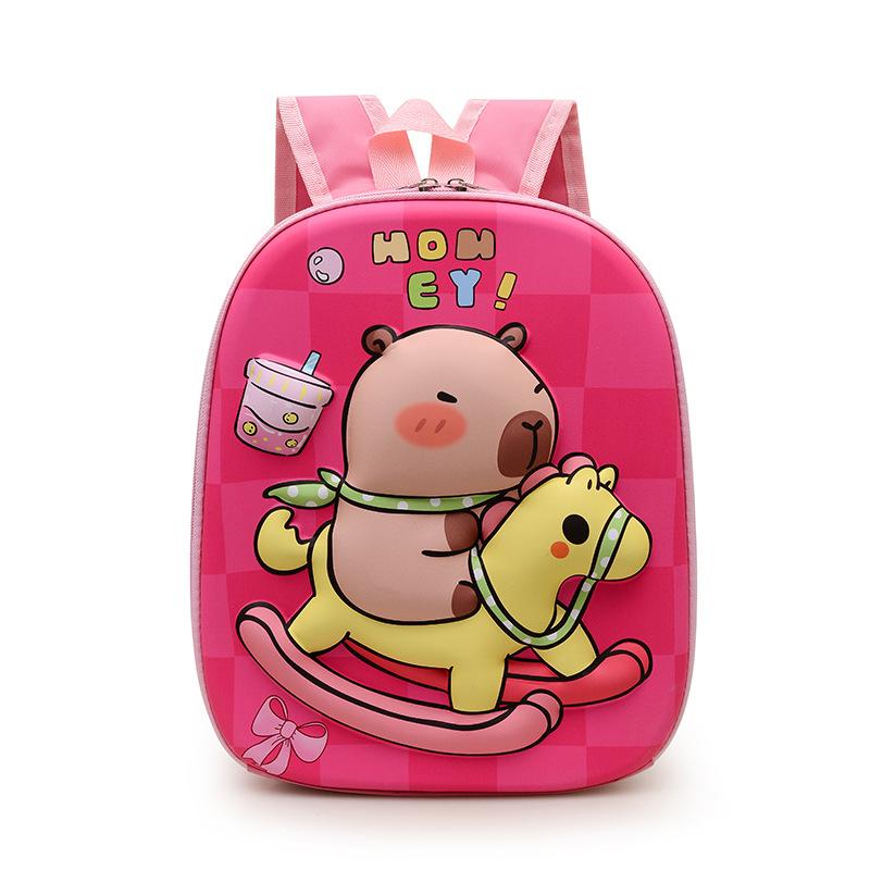 School Bag Kapibara Bag Cartoon Hard Shell Bag 3-6 Years Old Trendy Fashion Shoulder Back