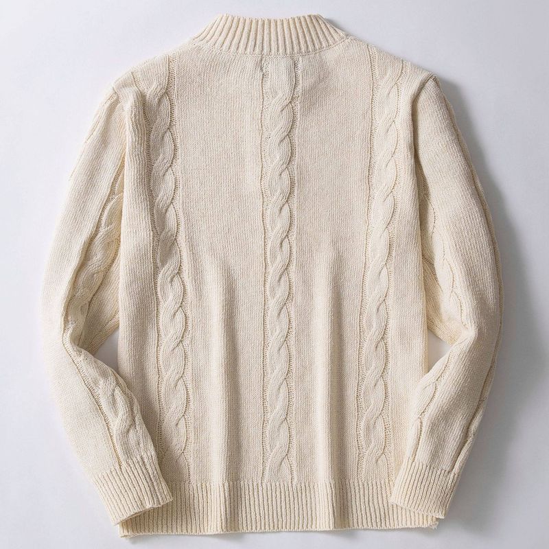 Spring and Autumn New Men's Clothing American-Style Button-Up Stand-Up Collar Knitwear Casual Cable Knit Solid Color Pullover Sweater Sy0017