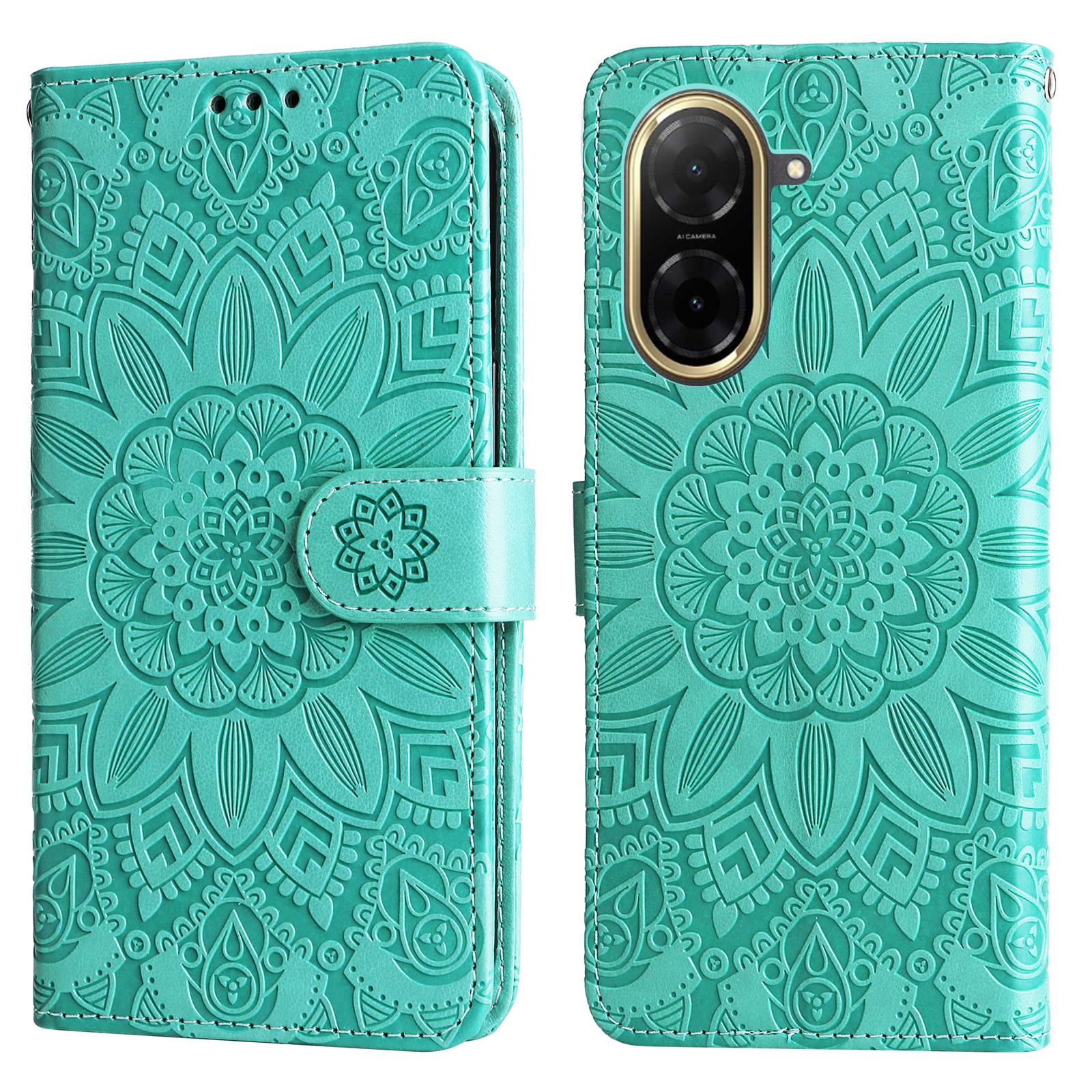 

Для Xiaomi Redmi A5 NFC (173.45*79.35*8.45мм) Чохол Шкіряний гаманець з тисненням Соняшника Чохол для телефону Green