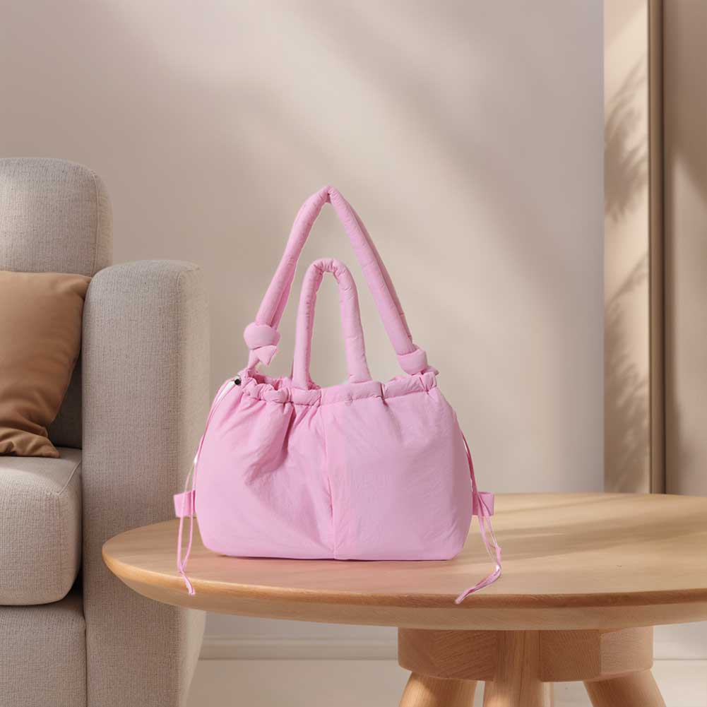 Puffer Tote Bag for Women Adjustable Strap Shoulder Bag Nylon Large Capacity Crossbody Bag Puffy Purse for Shopping Travel