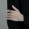Trendy 925 Sterling Silver Ring for Men Jewelry Black Rectangle Retro Dragon Pattern Ring Male Open Rings Finger Accessories