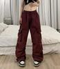 American Style Men's Workwear Casual Wide-Leg Pants with Drawstring and Cuffed Hem