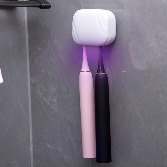 Toothbrush Holder UV Sanitizer Punch-free Wall-mounted Anti-slip USB Rechargeable Travel Home Toothbrush Cleaner Case for All Electric And Manual