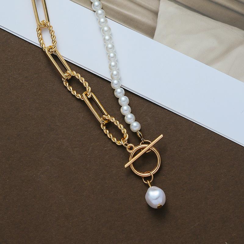 Lange runde Perlenkette gestapelte Halskette Schmuck Retro-Stil personalisierte Perlenhalskette Schmuck