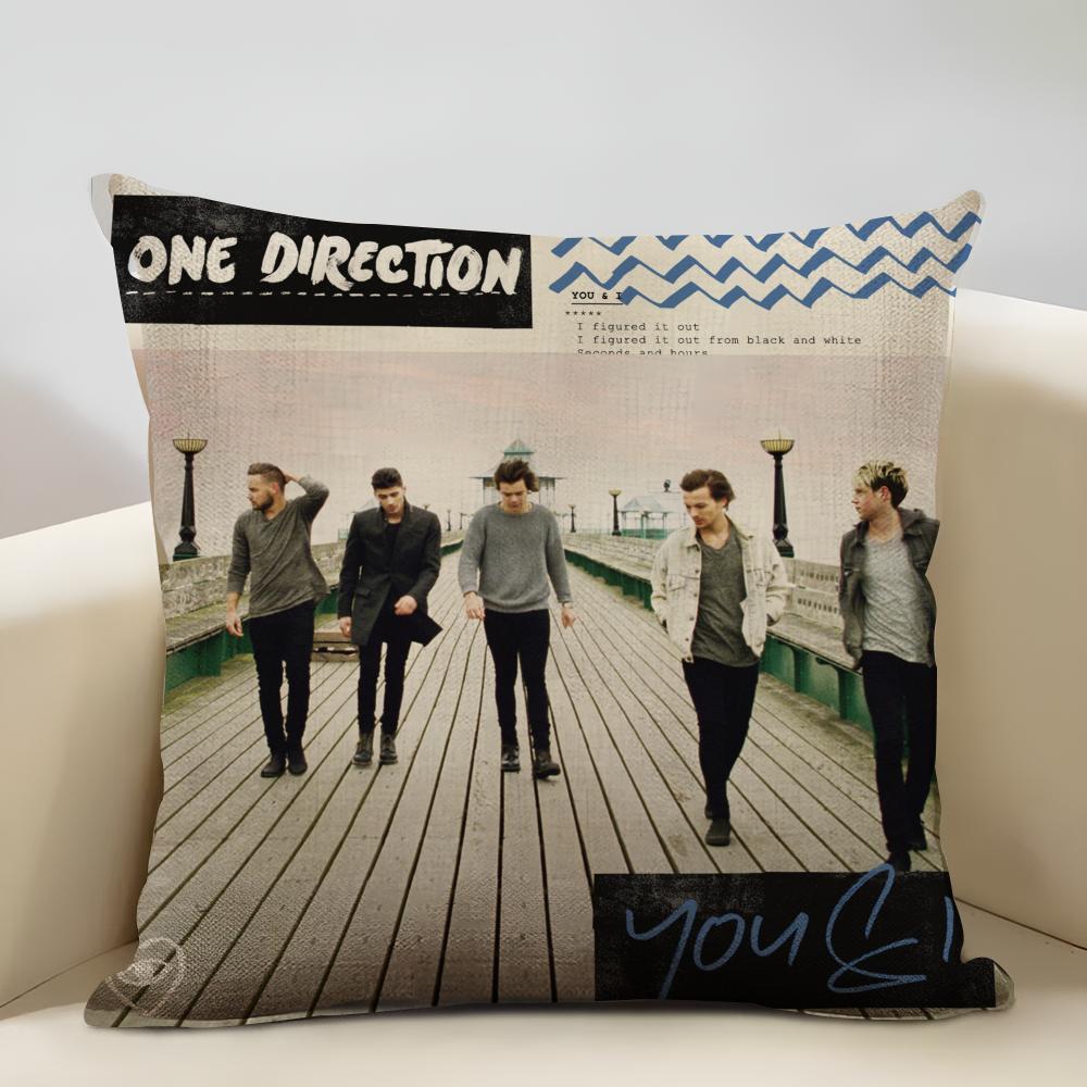 One D-D-Direction Album Cushion  Household Decoration Linen Sofa Cushion Cover: Skin-Friendly & Breathable with Invisible Zipper