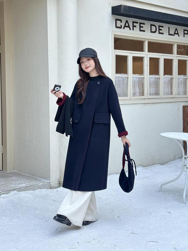 2025 Luxe Double-Sided Cashmere Wool Coat for Autumn/Winter