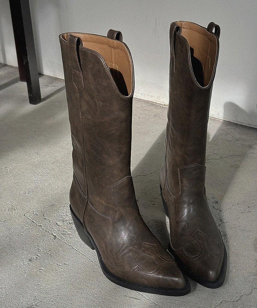 Moodnple Heather Detail Crack Western Boots 6Cm