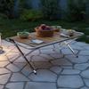 Egg-Shaped Roll-Roll Camping Table Wood-Grain IGT-Style-Compatible