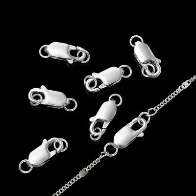 2Sets 925 Sterling Silver Spring Lobster Clasps Hooks Claw with Jump Rings for Jewelry Making Findings Making Accessories