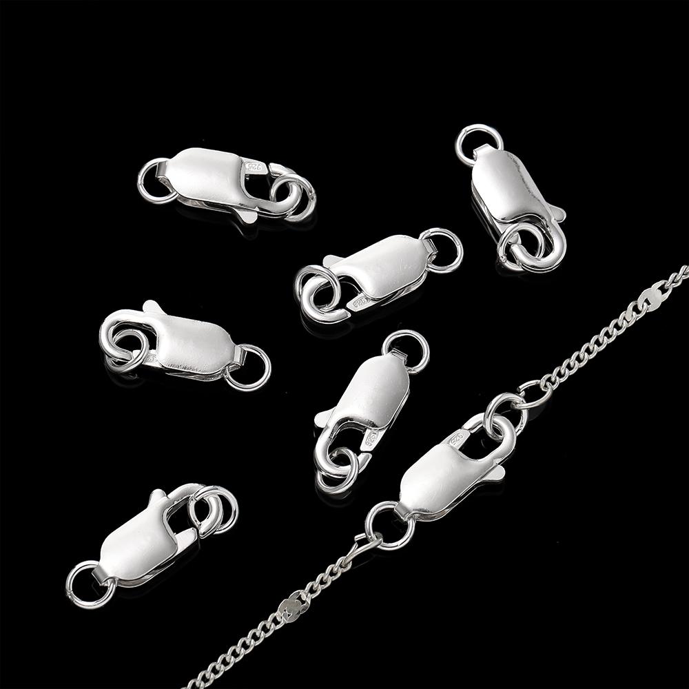 2Sets 925 Sterling Silver Spring Lobster Clasps Hooks Claw with Jump Rings for Jewelry Making Findings Making Accessories
