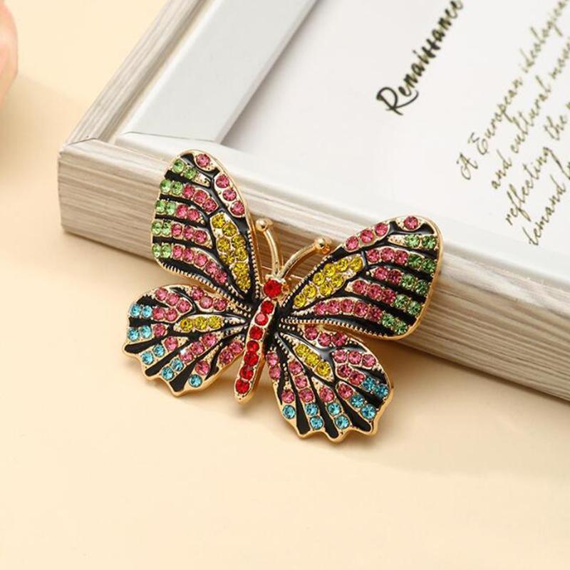 Fashion Exquisite Colorful Diamond Butterfly Brooches Cute Animal Corsage Pin For Women Girls Clothing Jewelry Accessories Gifts