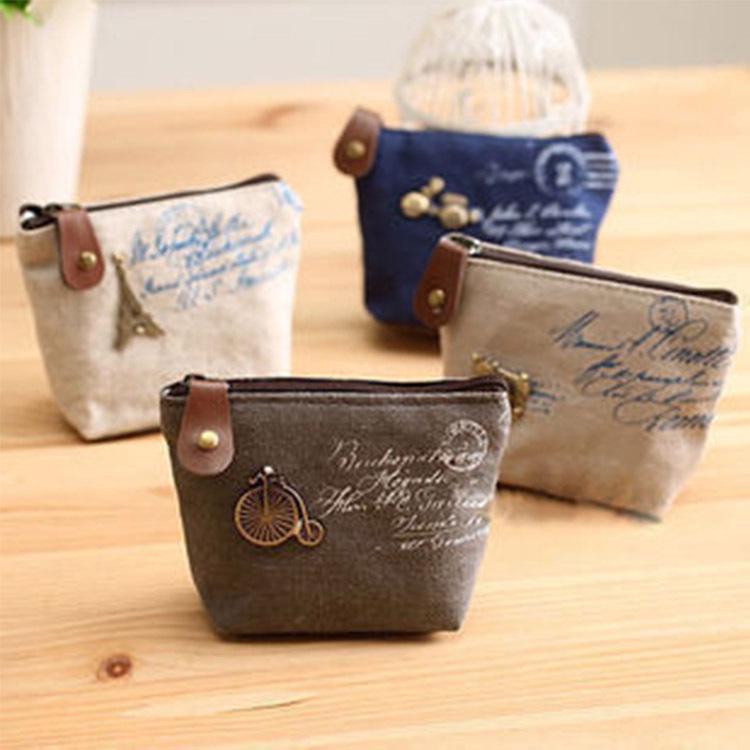 Retro Zakka Classic Canvas Coin Purse: High-Quality, Simple Design with Zipper & Customizable Logo Option