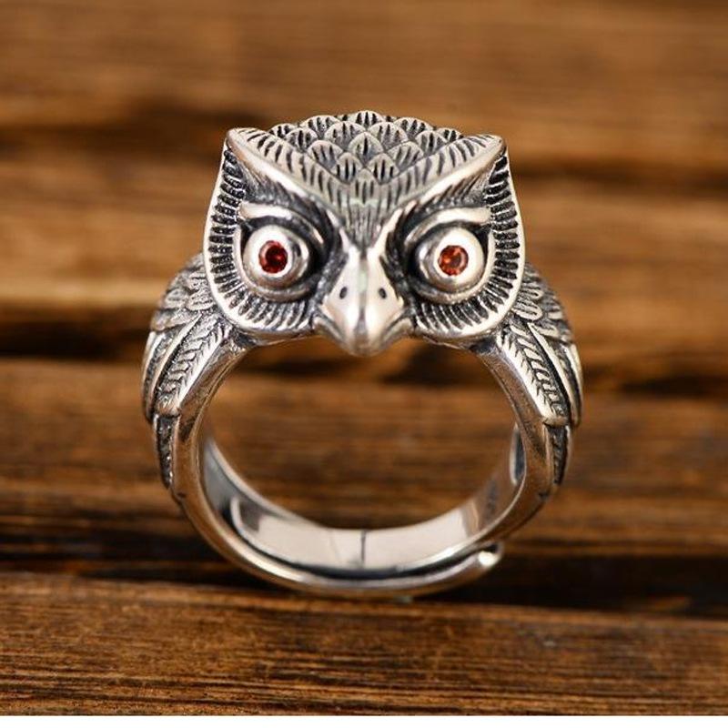 Vintage Owl Patron Saint Male and Female Ring Opening Adjustable Imitation Ring Cute Animal