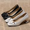 Single Shoes Women's 2025 Spring and Autumn French Square Head Light Mouth Thick Heel High Heels Seven-character Buckle Temperament One Pedal Work L