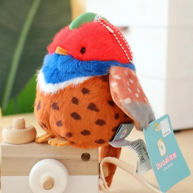 11cm Lovely Mini Bird Plush Toys Cute Simulated Kiwi Parrot Tit Bird Doll Cute Lifelike Bird Sparrow Bag Pendant Xmas Gifts Girl