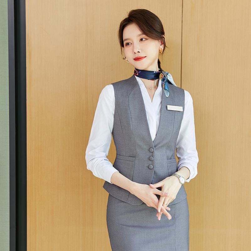 

Весенний профессиональный комплект жилета высокого класса - Униформа для персонала ресепшена и офиса XXL