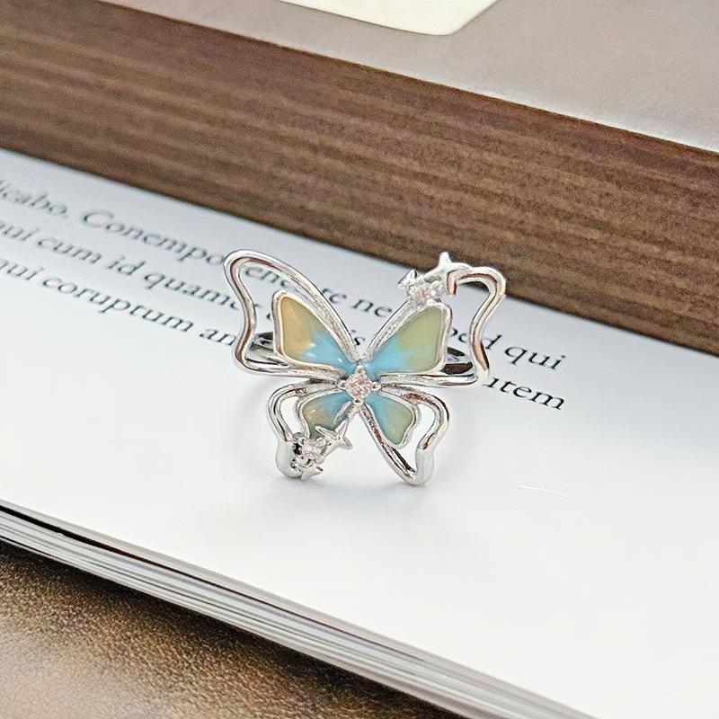 Zircon Enamel Butterfly Open Ring: Luxurious, Versatile, and Stylish for Women
