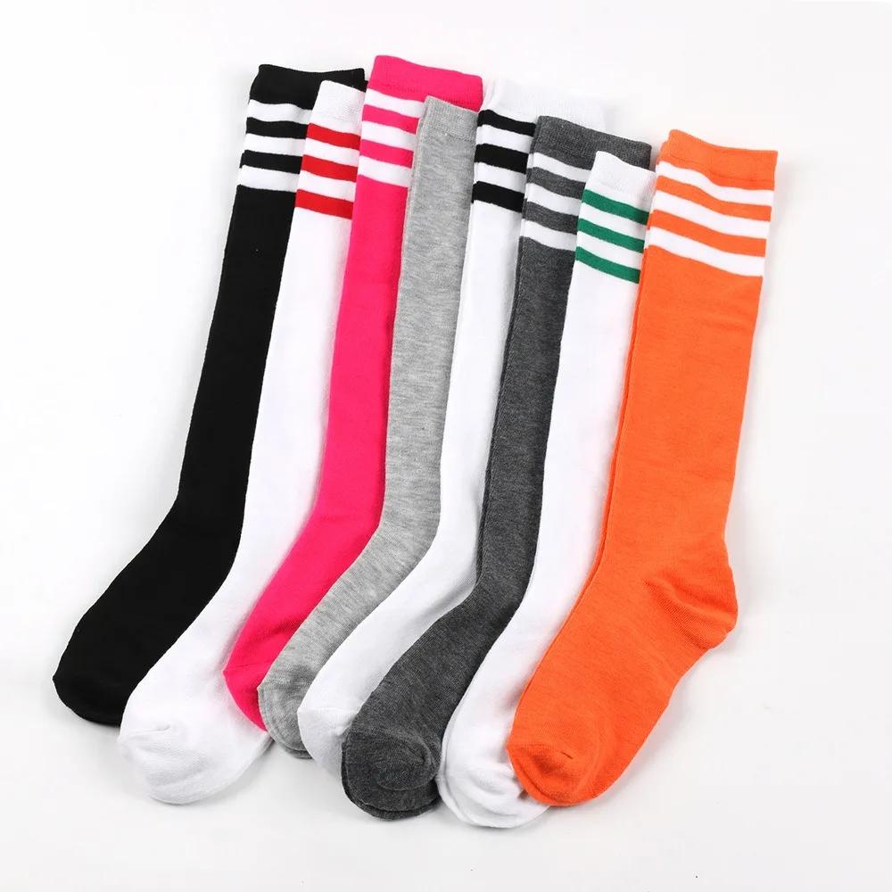 Solid Knee Length Socks Women's Striped Lolita Warm Hip-hop Sports Socks Harajuku Socks JK White Sock