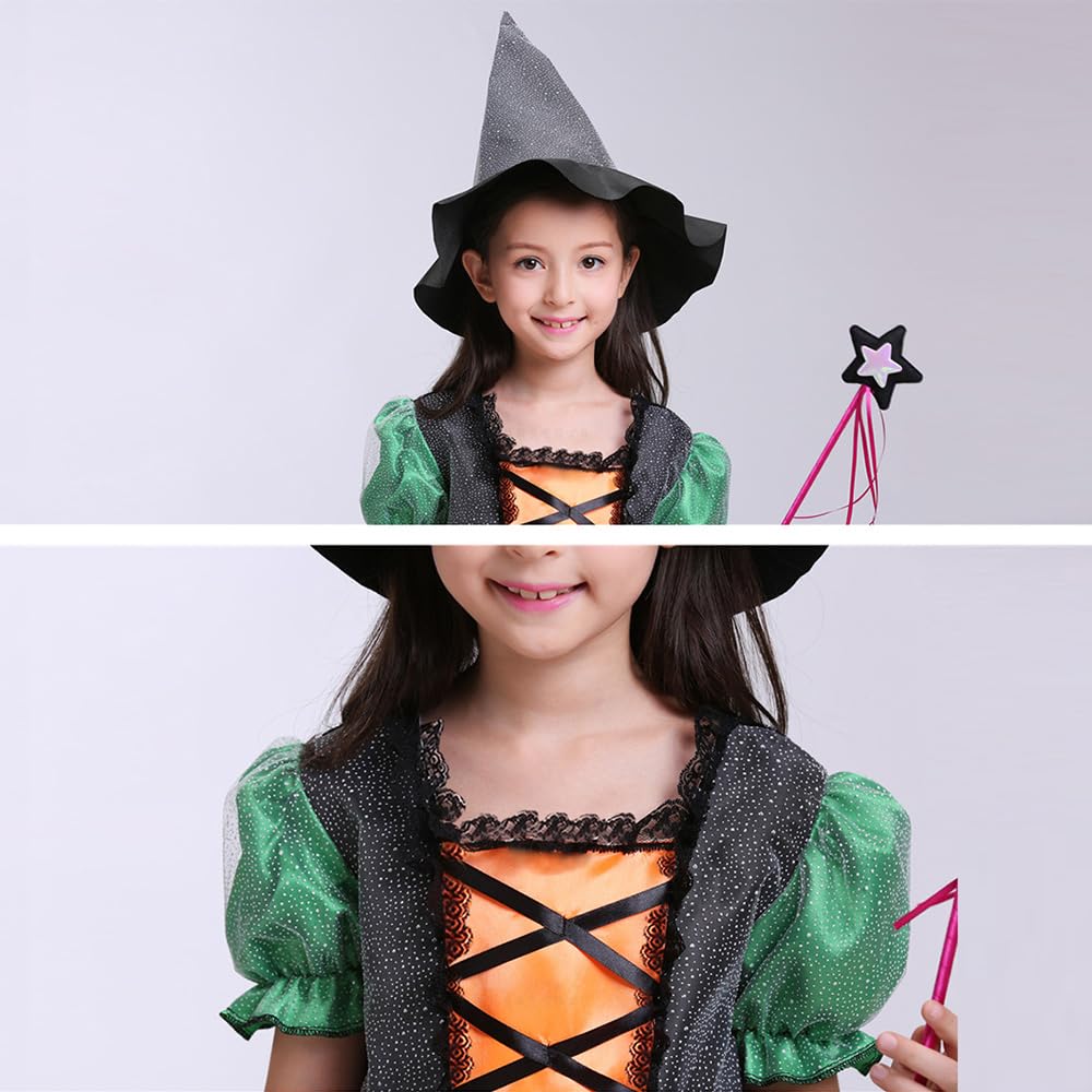Halloween Devil Witch Cosplay Costume Shrine Maiden Wizard Costume Kids Girls Children Elementary School One Piece Dress Tulle Performance Costume