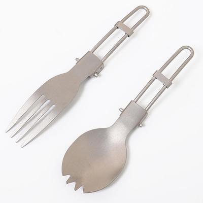 Outdoor Portable Titanium Folding Fork Spoon Picnic Camping Hiking Tableware