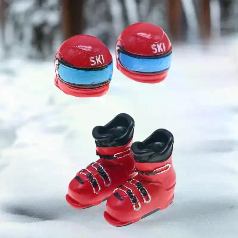 1:12 Dollhouse Miniature Ice Skates Ski Hats Winter Ski Scene Model Decor Toy Doll House Accessories